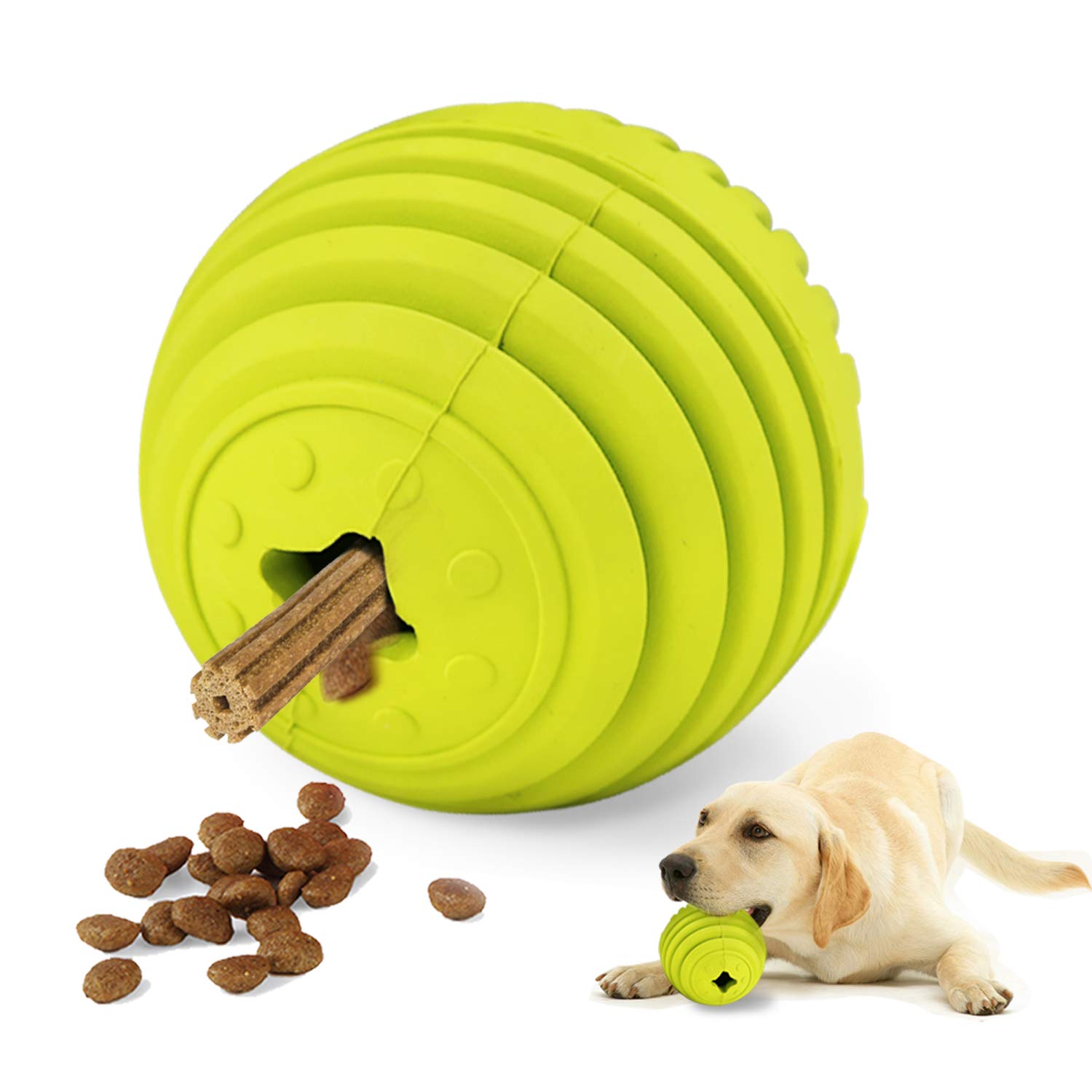 LaRoo Dog Treat Toys -Interactive Puzzle IQ Chew Ball -Durable Dog Puzzle Toy-Dispensing Dog Toy-Fetch Balls for Large and Small Dogs.(Large Ball 3.5")