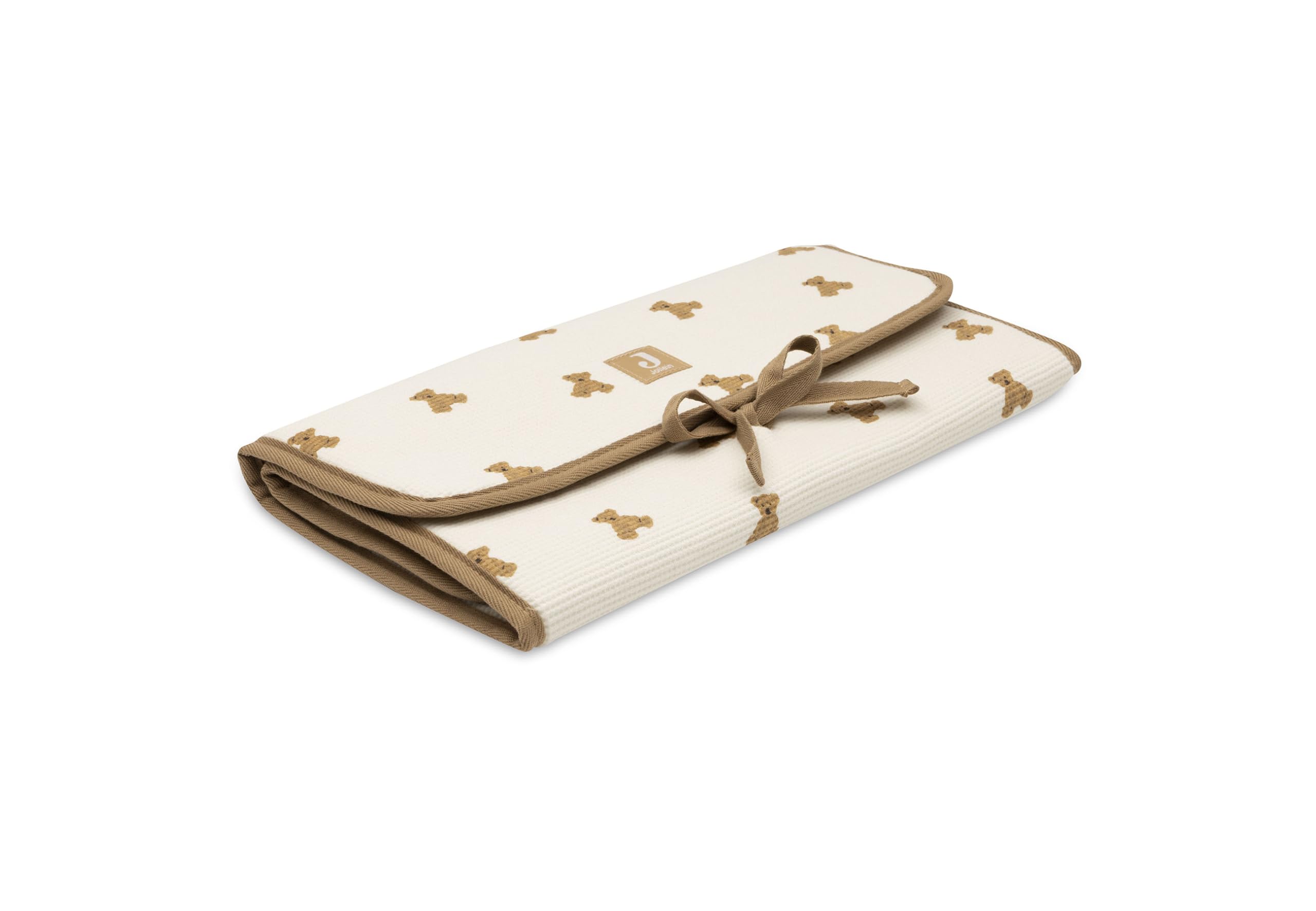 Jollein Fasciatoio Little Waffle – Mini orsacchiotto – Con tasche e fiocco – Morbido e lavabile – Fasciatoio portatile – Ideale per gli spostamenti