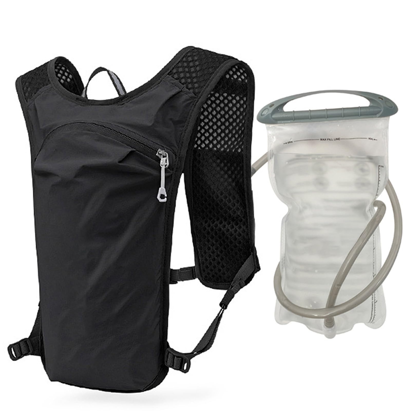 Mochila de Hidratación de 5 litros, Chaleco para Correr, Mochila Resistente Al Desgarro, Impermeable, Vejiga Hidratación, para Correr, Senderismo, Gris Claro y Oscuro