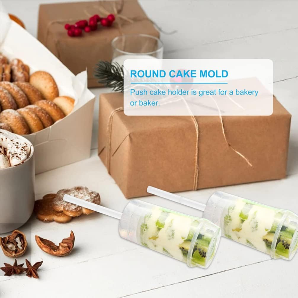 25pcs Push Up Cake Pop Containers with Lid Round Shape Plastic Empty Cake Push Pops Shooters Container with Lids for Ice Cream Dessert Baking Molding