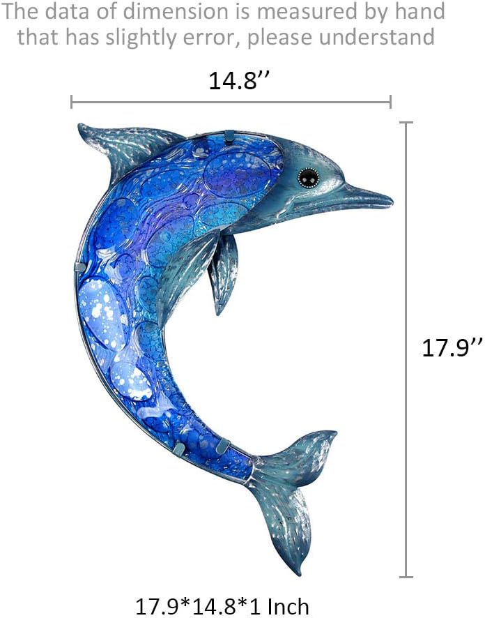 LIFFY Metal Dolphin Wall Decor - Metal Fish Wall Art - Dolphin Metal Wall Art Sculpture - Ocean Wall Decor for Outdoor Pool or Bathroom, Dolphin Gift Idea