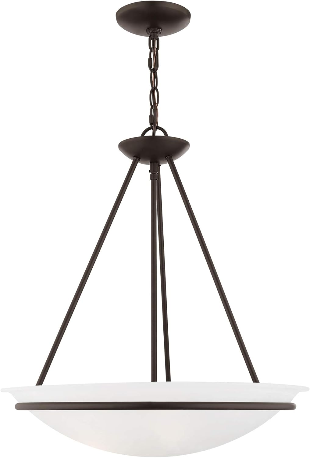 Livex Lighting Glass Shade 4826-07 Newburgh 3-Light Pendant, Bronze