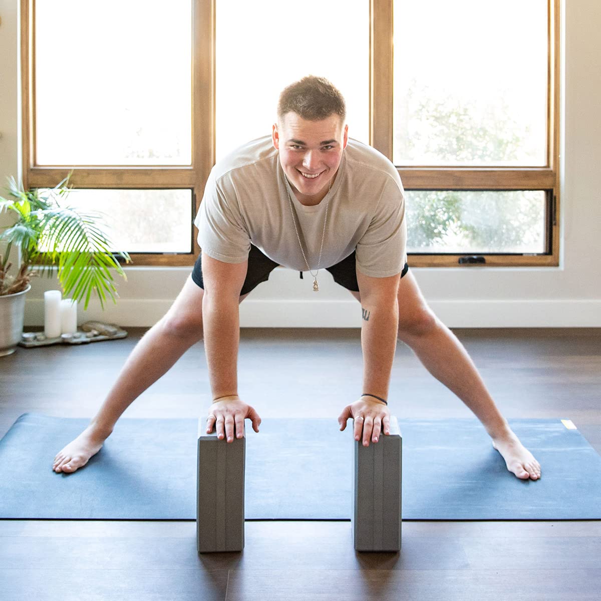 Hugger Mugger 5 in. Big Foam Yoga Block - Extra Large Size, Dense Foam, Reliable Support, Beveled Edges for Comfort, Great if You're Taller or Less Flexible