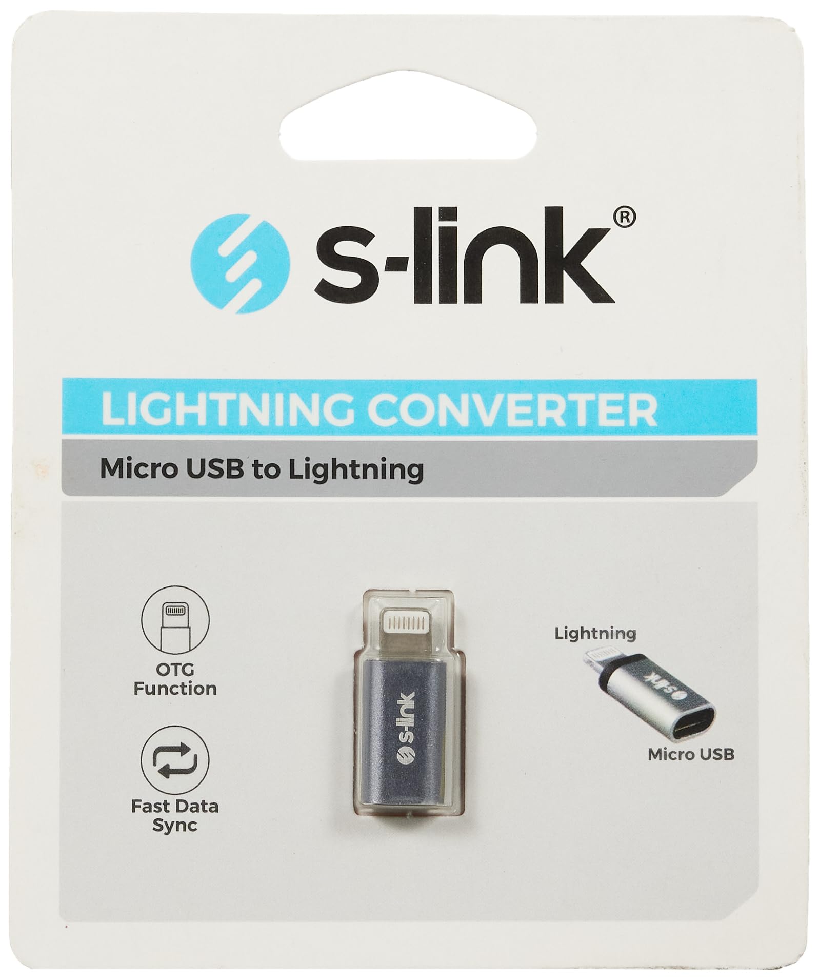 S-link SL-TA20M Gümüş Metal Gövde MicroUSB 5pin F to Lightning M Çevirici