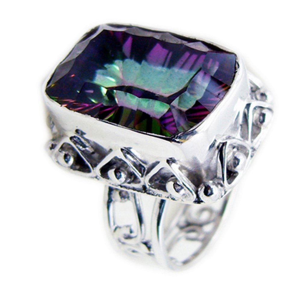 Bague déclaration mystique quartz rectangle argent massif femme