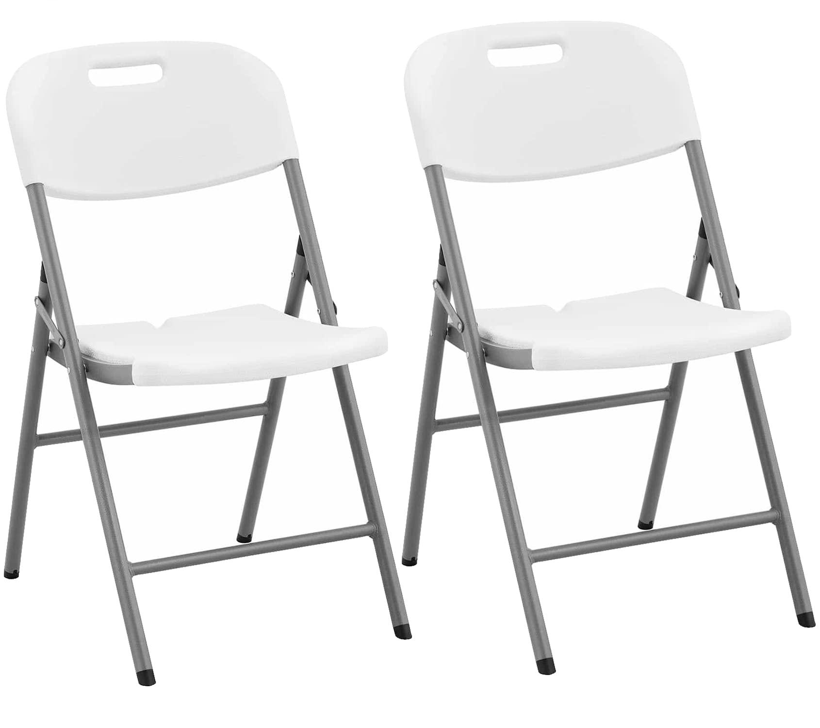 GOVITA - Set 2 Sedie Pieghevoli Salvaspazio in Plastica e Metallo | Sedie da Giardino Richiudibili Resistenti Fino a 157,5 kg | Comode e Leggere per Interni ed Esterni
