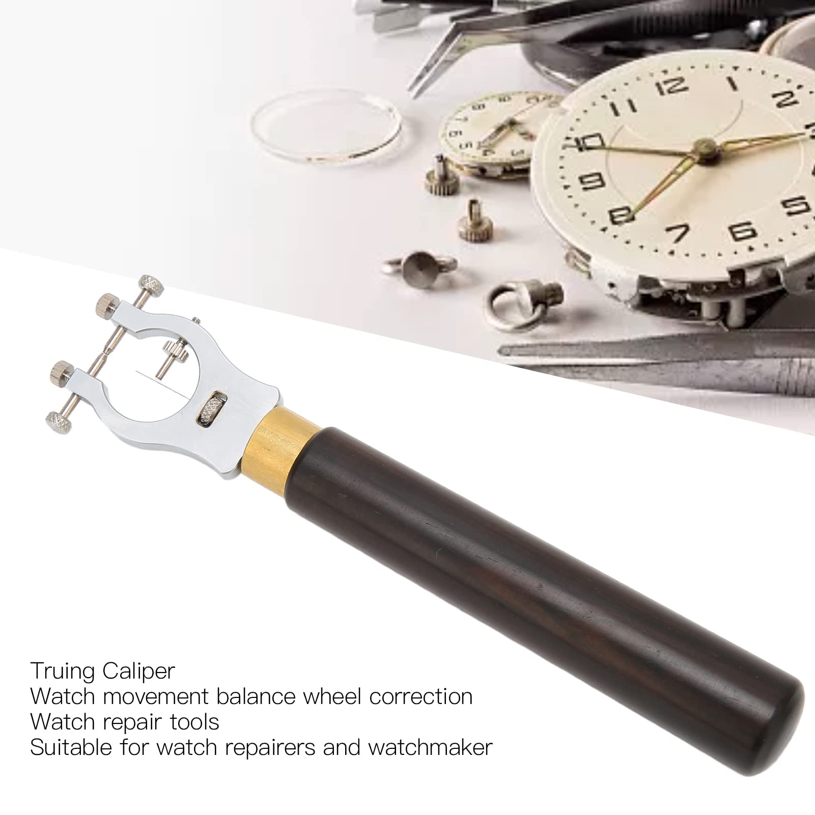 PolyGen Watchmaker Truing Caliper Naprawa zegarków ze stali stopowej Truing Suwmiarka 6,1 x 1 cal ze schowkiem do korekcji koła balansu ruchu