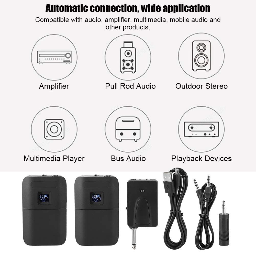 Microfono senza fili, microfono portatile senza fili UHF con ricevitore trasmettitore 2 in 1 microfono ricaricabile.