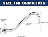 Vista 3 de NearMoon Brazo de extensión de ducha en forma de J, extensor de altura de cabezal de ducha de acero inoxidable con brida, diseño de tubo elevador