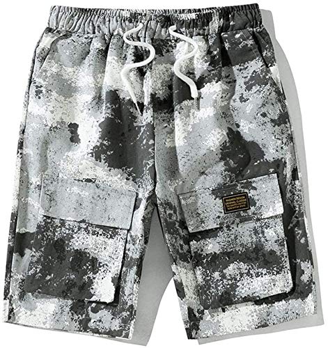 Vim Pantalones de Ocio Multibolsillos de Verano para Hombre, bañador de Hombre con múltiples Bolsillos, Pantalones Cortos de baño de Playa de Secado rápido, Blanco, 5XL