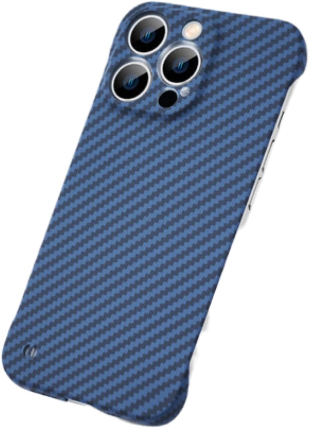 IVY Carbon Fiber Texture Frameless Cover for iPhone 14 Pro Max Carbon Fiber Case - Blue