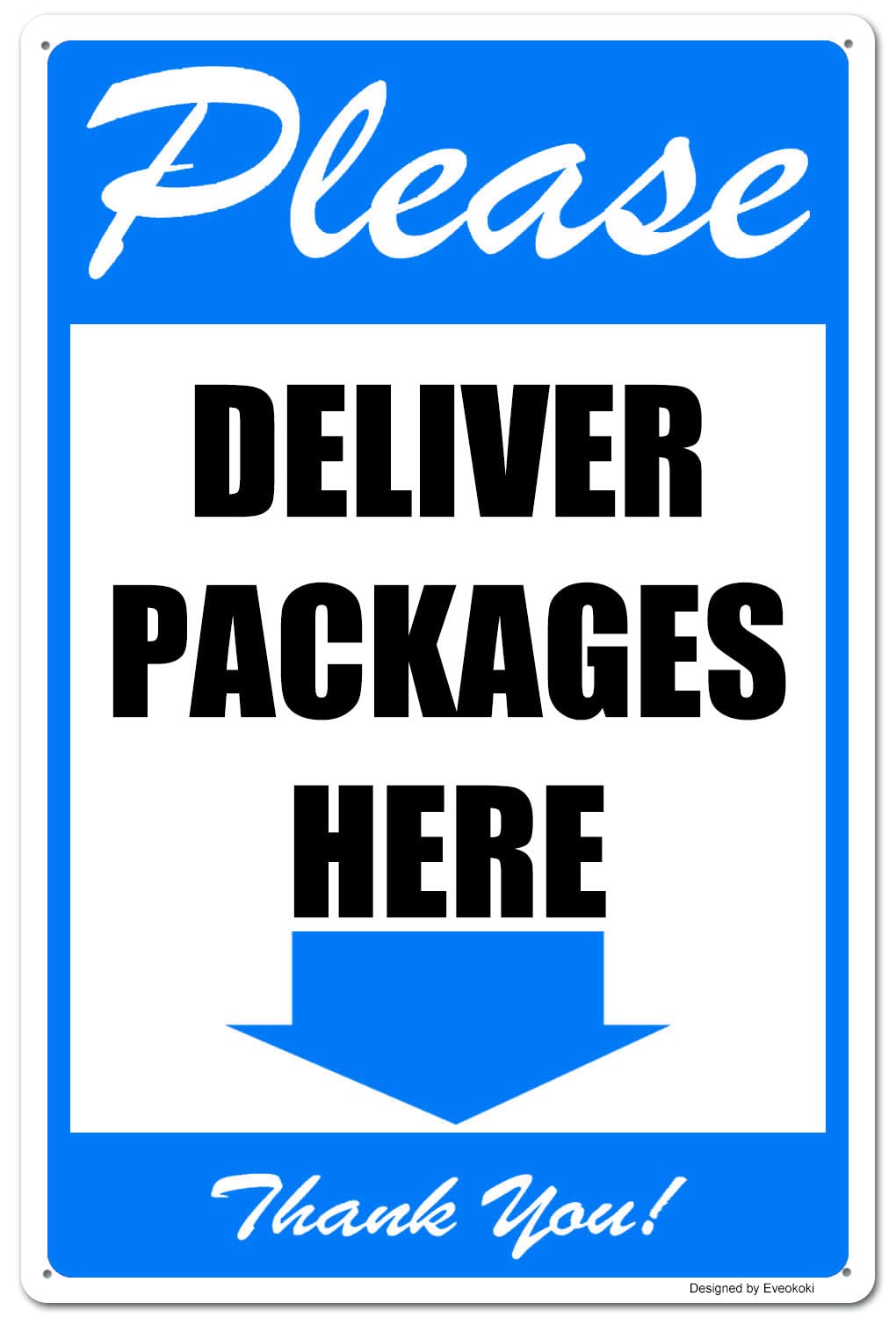 2 Pack Please Deliver Packages Here Arrows Down Thank You Signs, 8x 12 Inches Please Delivery Sign Aluminum Metal Sign