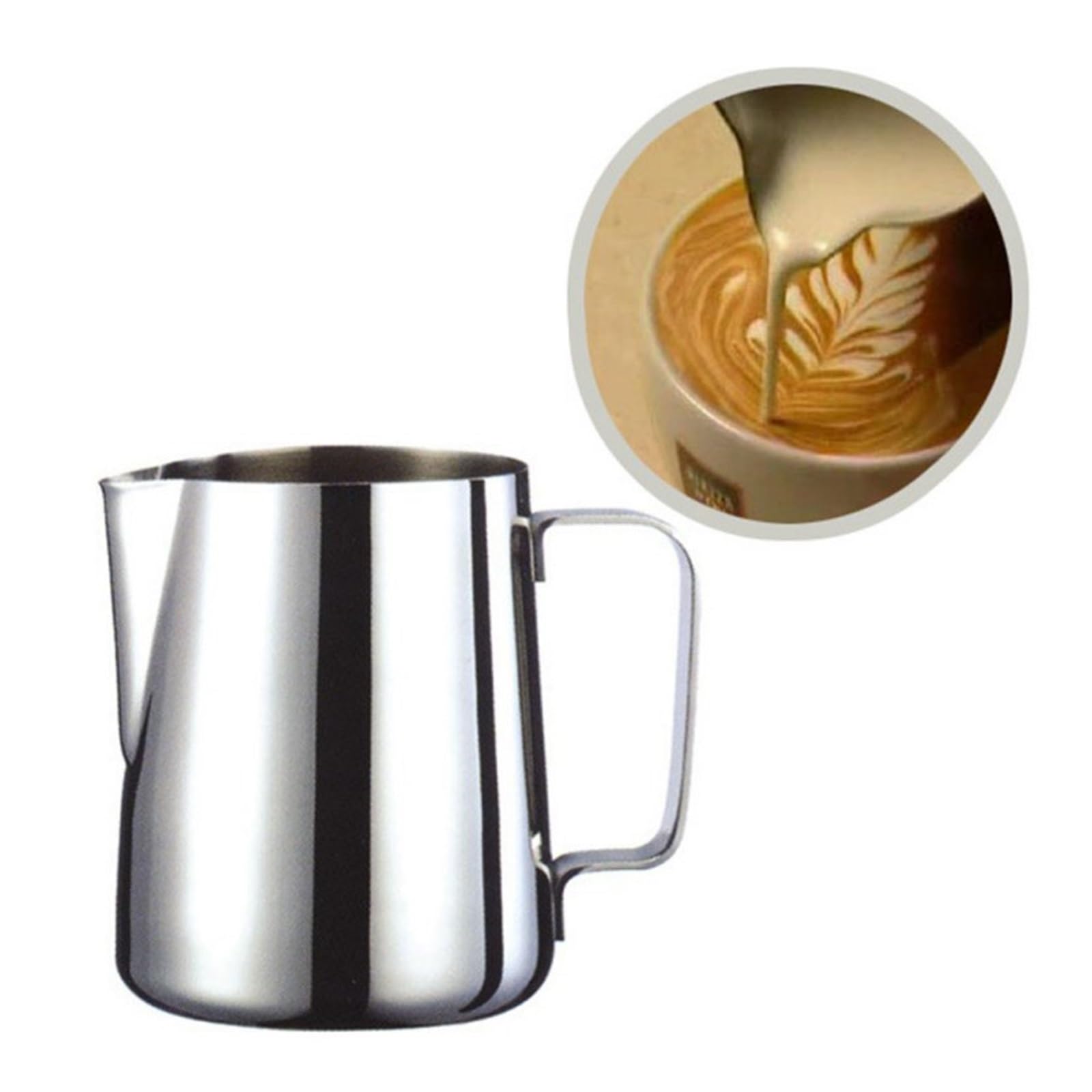150/350/600/1000 ml Milchaufschäumkrug Kaffeemilchaufschäumkrug Latte Art Milchaufschäumkrug Edelstahl Messkrug Milchkanne Kaffeezubehör(600ML)