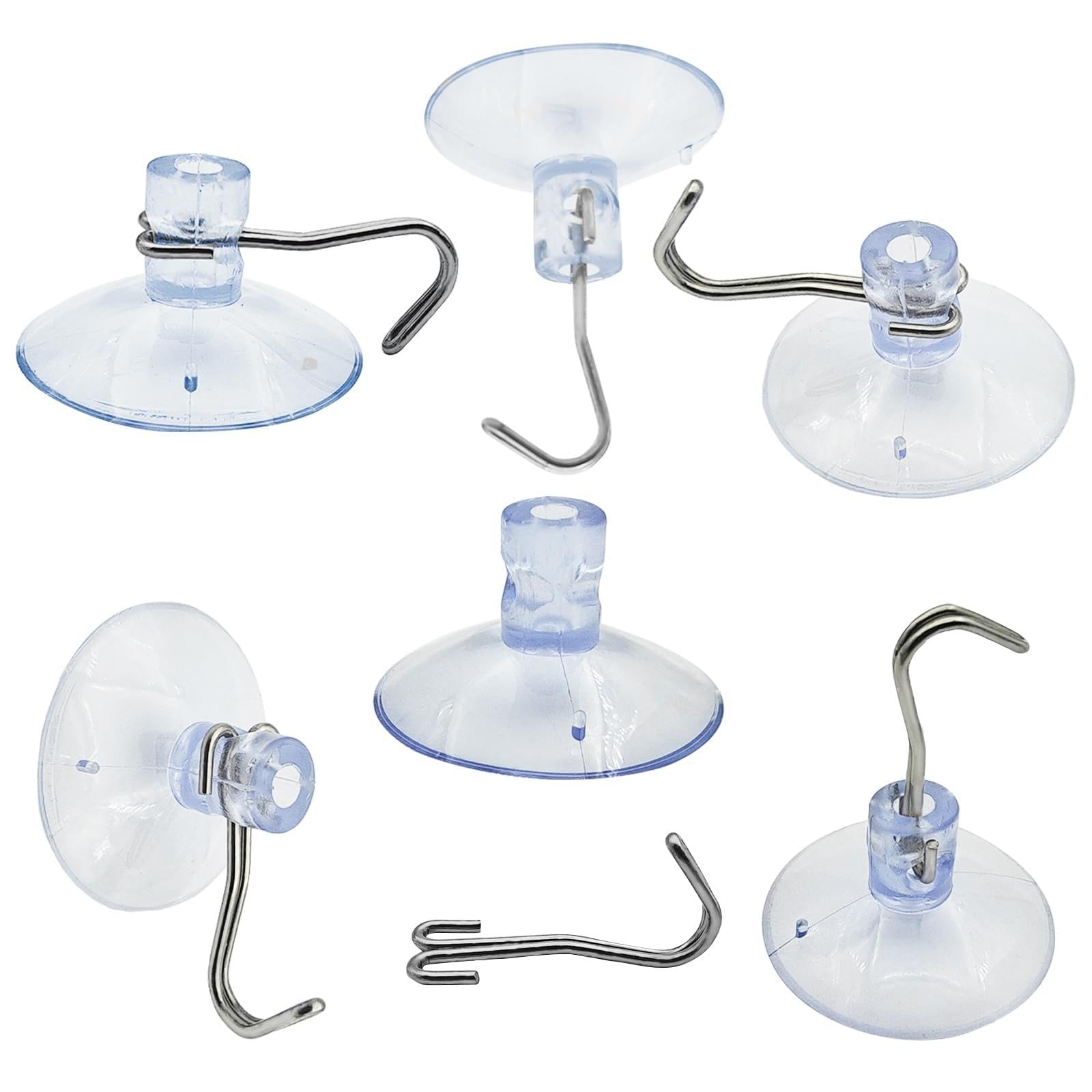 Suction Cup Hooks Clear PVC Plastic Suction Holder Transparent Suction Pads Removable Reusable for Kitchen Bathroom Shower Wall Window Glass Door Tiles Organization Christmas Decoration Aquarium (6)