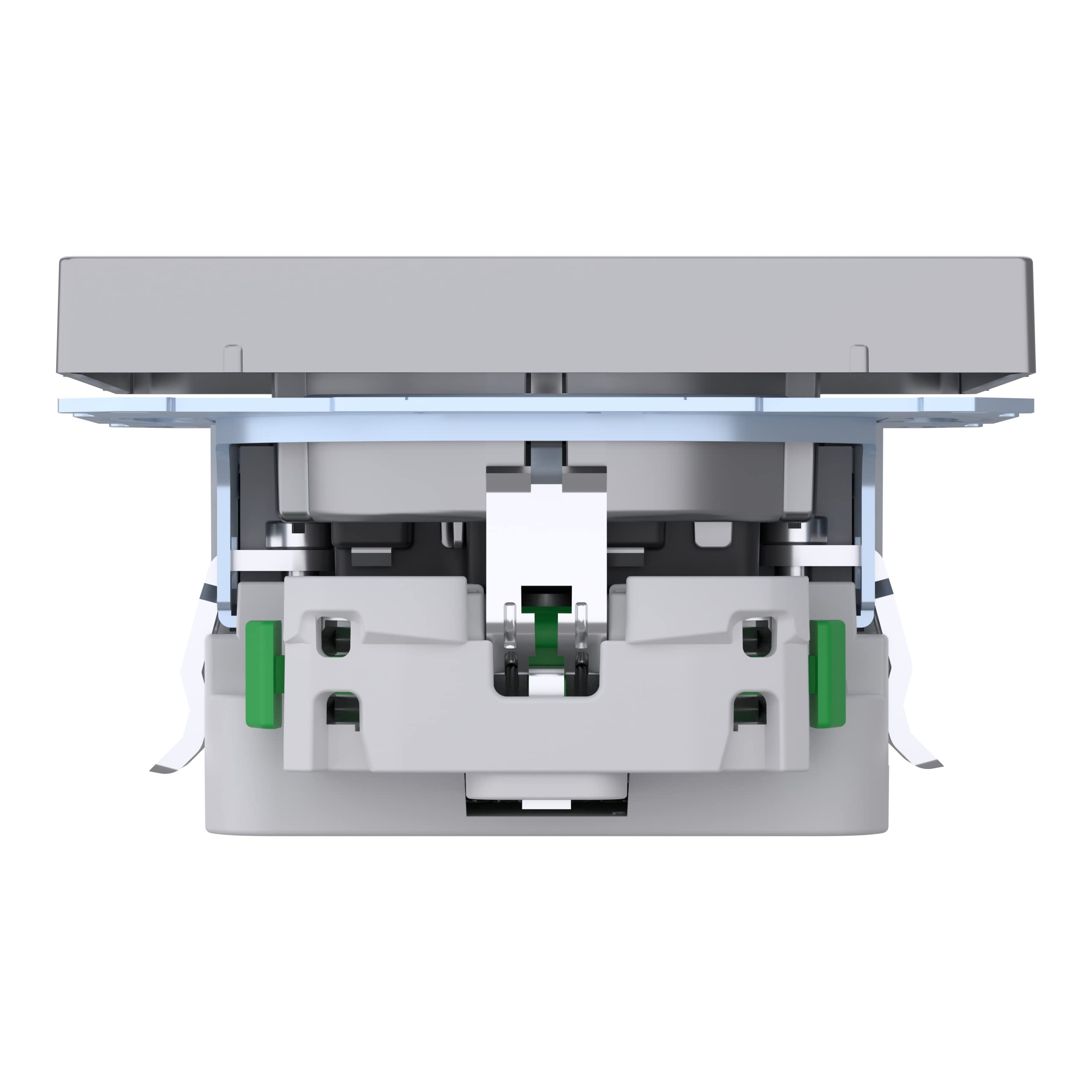 Merten MEG2367-6036 Prise Schuko avec Deux Sorties pour Un Fonctionnement simultané et Un Chargement de Deux appareils USB avec Batterie intégrée en Acier Inoxydable
