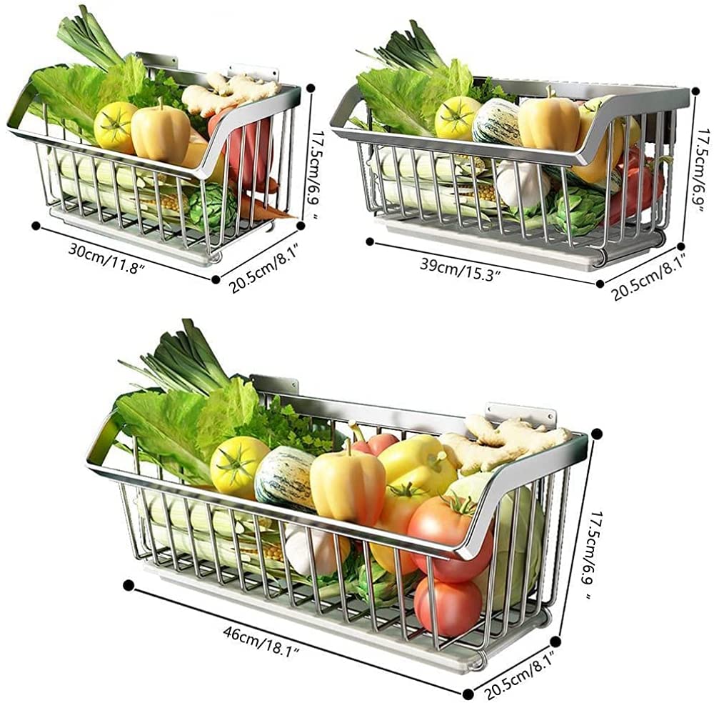 Obst- und Vetablekorb aus Metall zur Wandmontage, Slish Black Kitchen Sto Rack, Abtropfhalter für Obst & V, perfekt für Zuhause und Badezimmer
