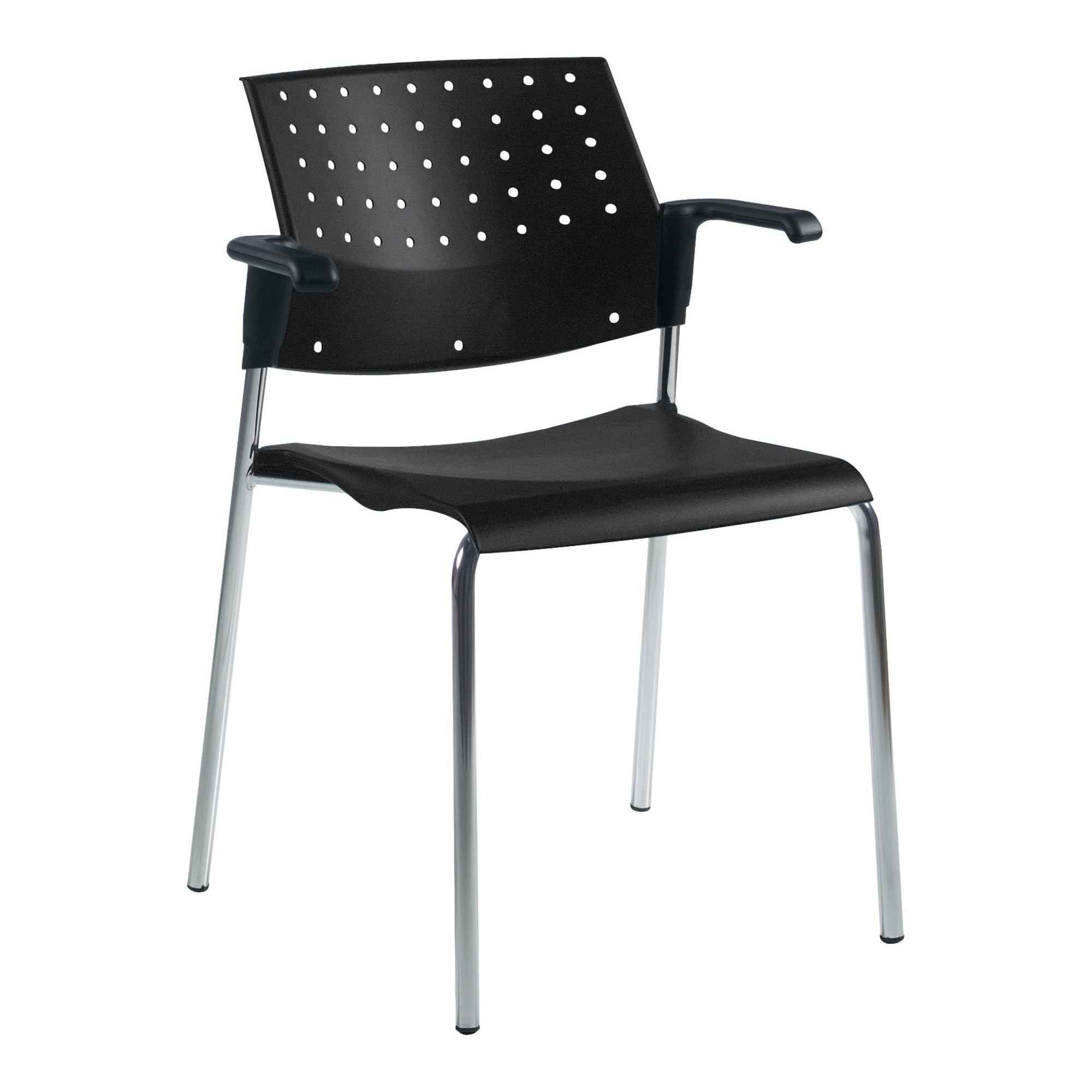 Global Sonic Stacking Chair with Arms in Black