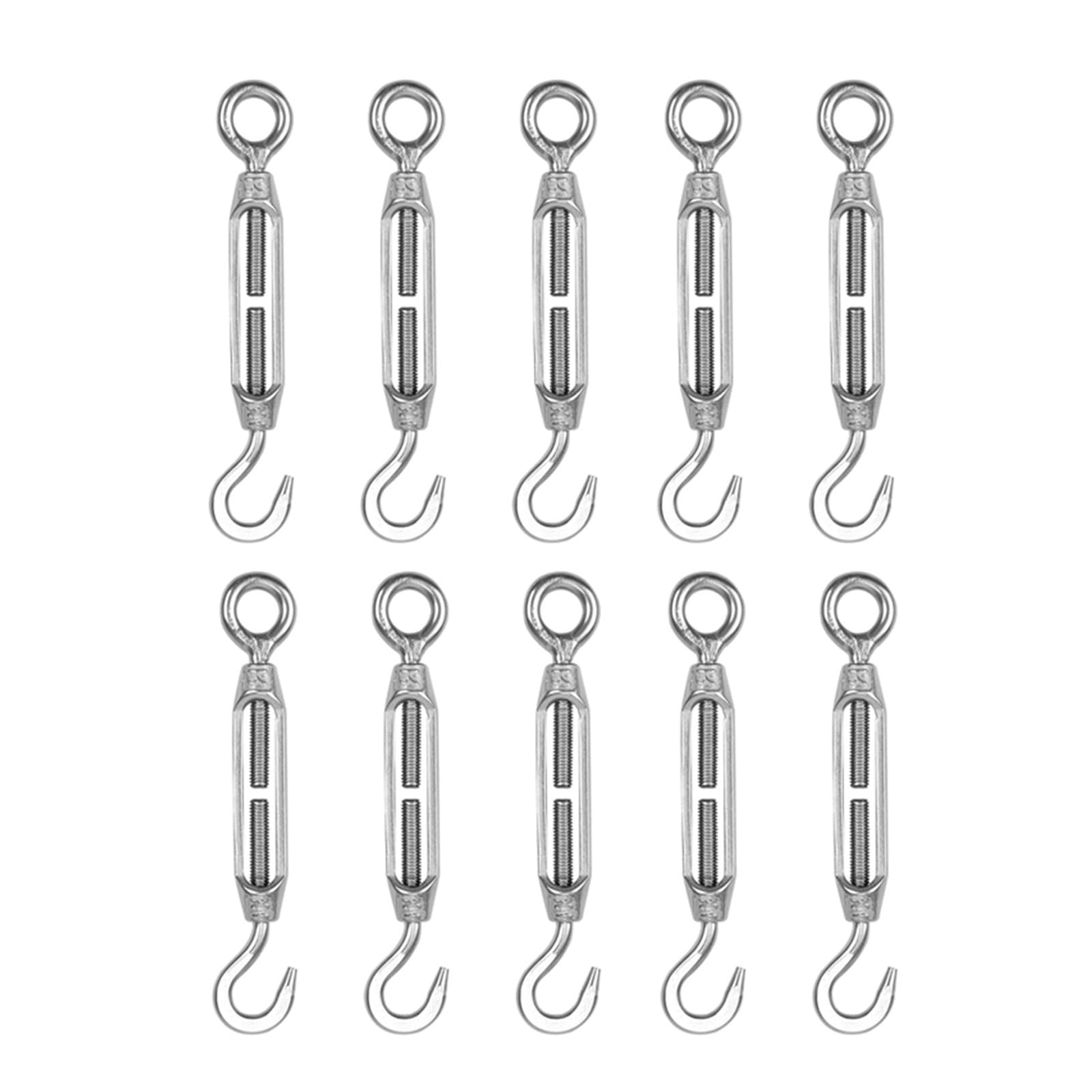 Tenditori in Acciaio Inox, Gancio in Acciaio Inossidabile Argentato 304; tenditore a Occhiello M4/M5/M6(M6,6pcs)
