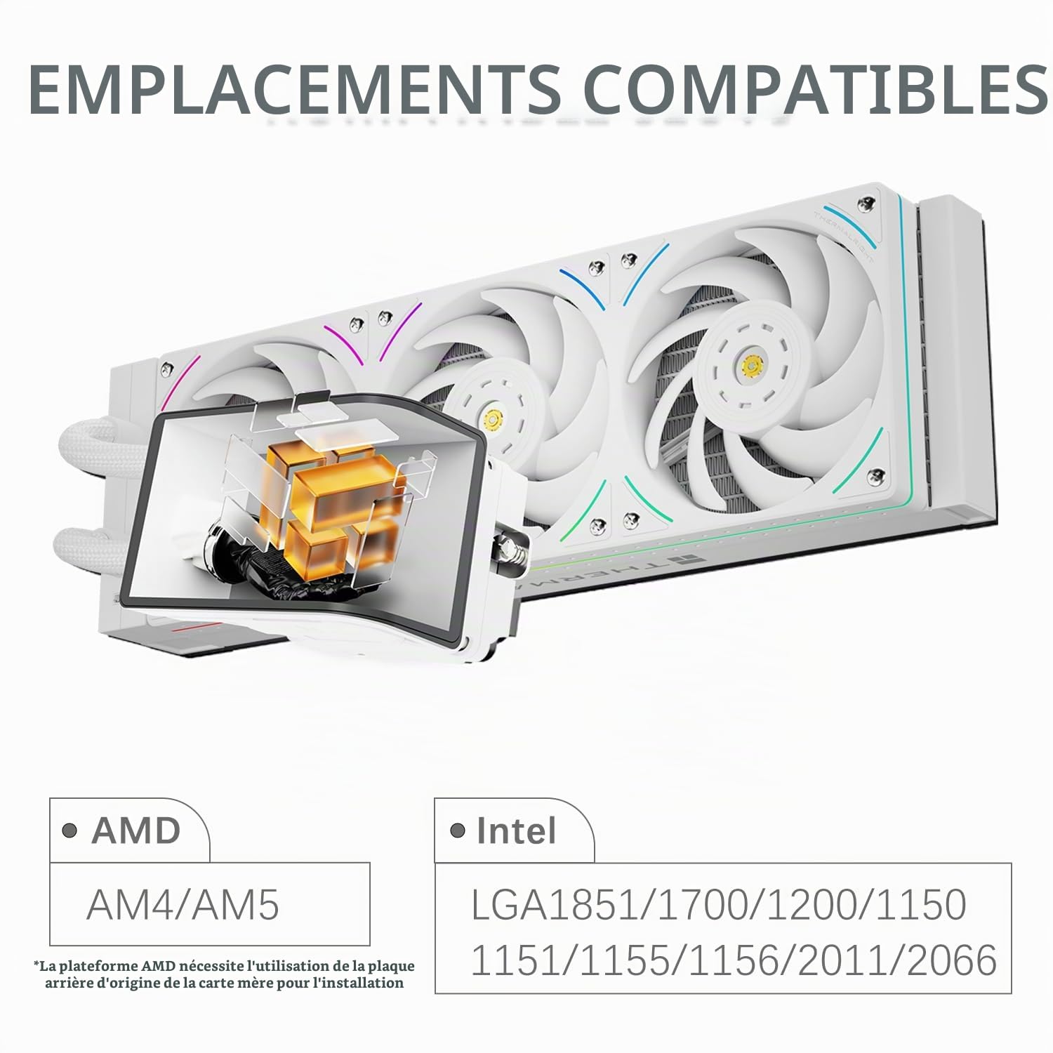 TR-Thermalright Wonder Vision 360 UB ARGB White Refroidisseur de processeur liquide, écran incurvé 3D de 6,67 pouces avec résolution 2400x1080 - magnétique, 360mm Aio, pour AM4/AM5, LGA1851/1700/115X