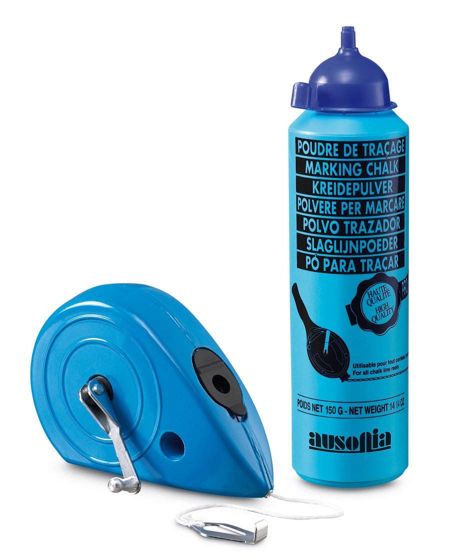 AUSONIA - Traccialinee in alluminio 30 mt con flacone polvere blu da 150 Gr