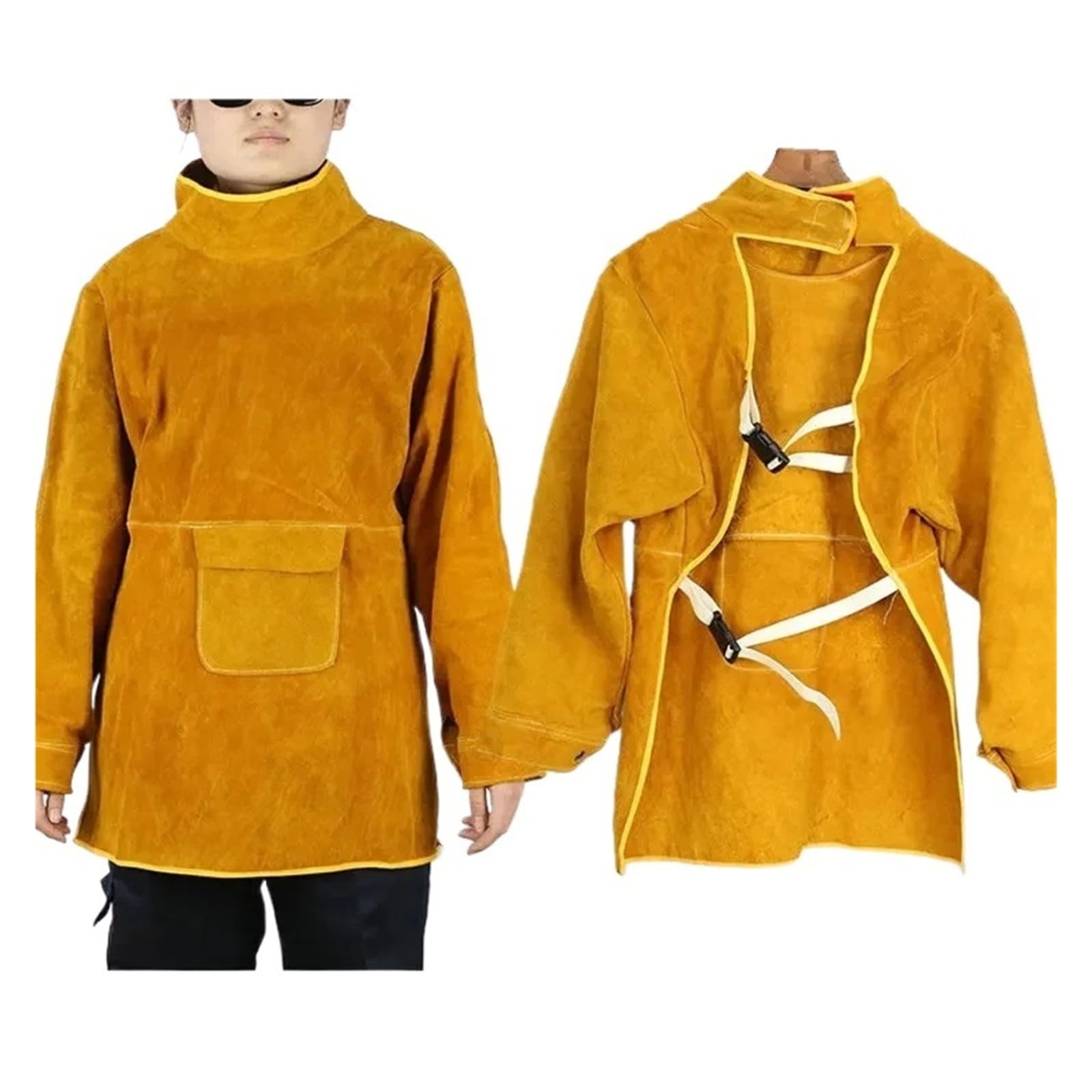 LNHHG Welding Clothes, Pure Cowhide Reverse Dressing Wear-Resistant Thermal Insulation Flame Retardant Welding Suit(100CM)