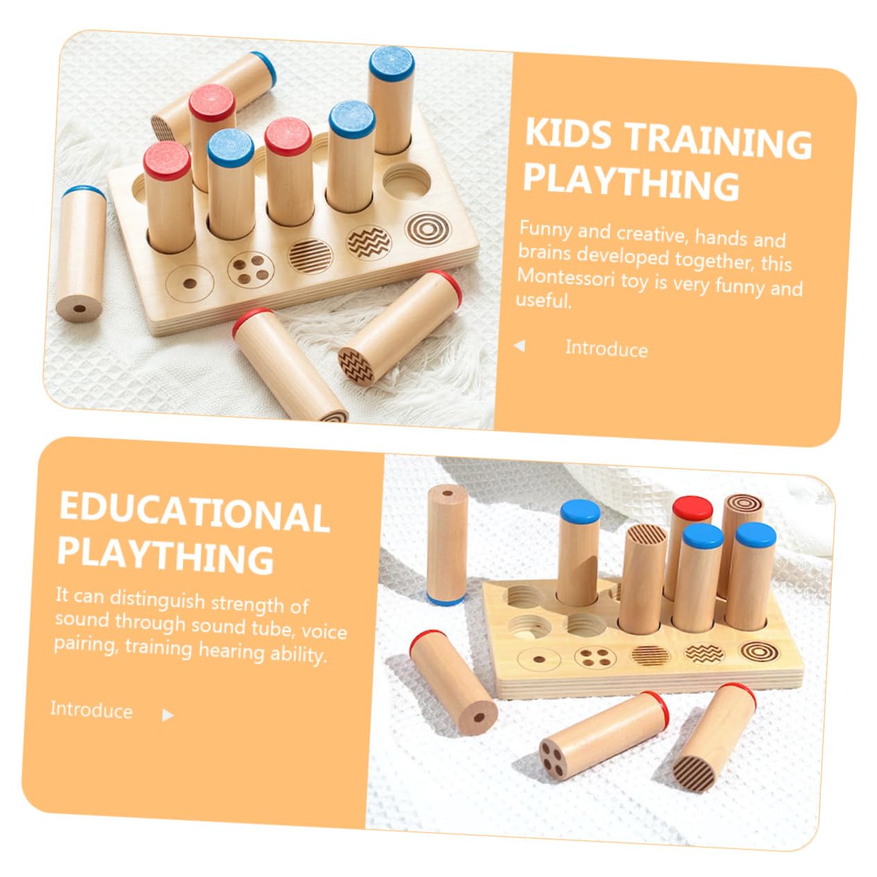 Juguete de Cilindros de Sonido Montessori, 1 Juego de Madera