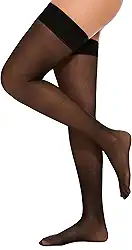 Meia-calça transparente na altura da coxa