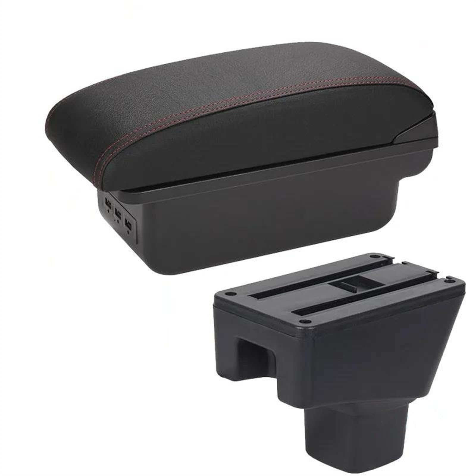 NMJLQW Storage Rack Armrest Interior Parts Car Armrest Box Retrofit Parts Storage Box Car Accessories Interior Details For SX4(B1 Black red 3USB)