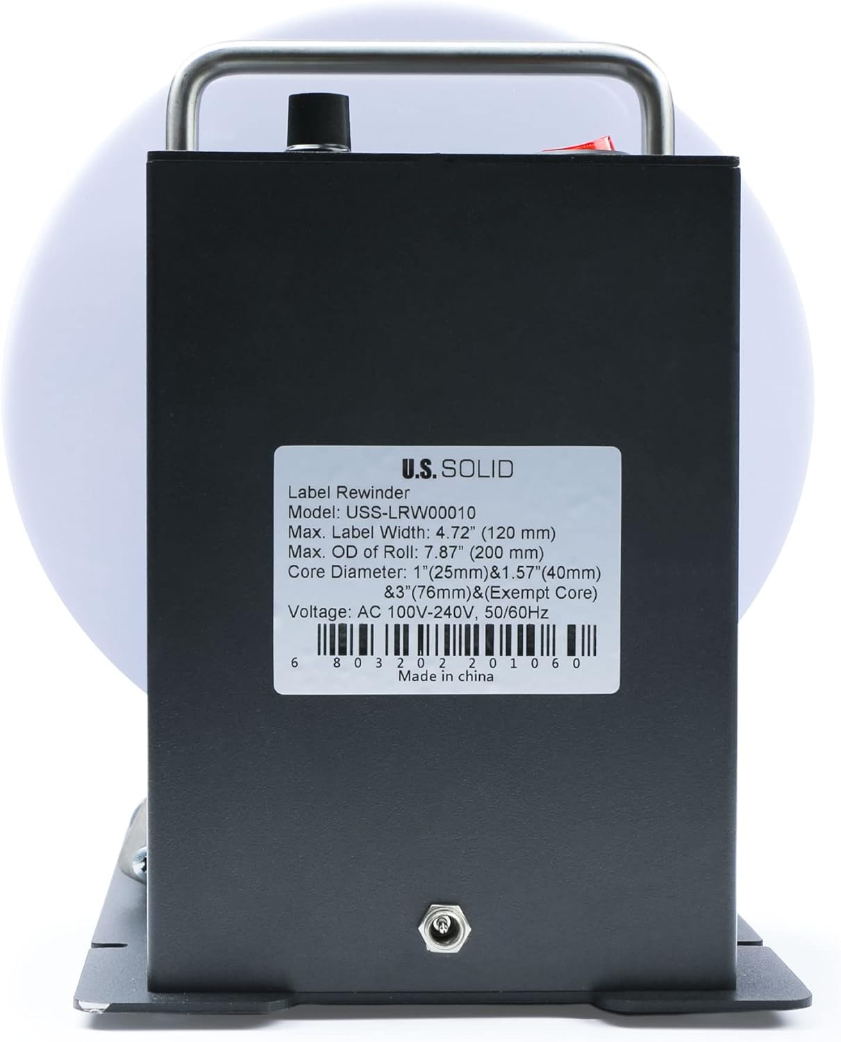 U.S. Solid Automatic Label Rewinder Machine, 1"/1.5"/3" Core Holder, Max Label Width 4.72", Bidirectional Rewinding