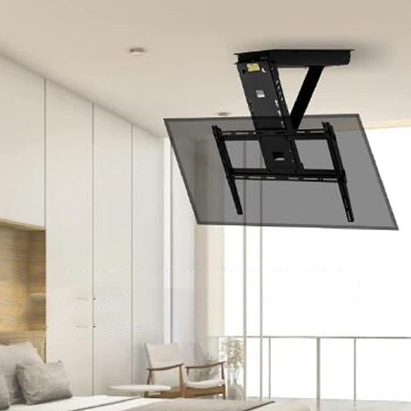 Support TV motorisé plafond télescopique escamotable inclinement automatique 32-65
