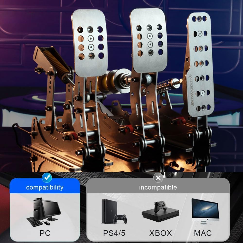 Simjack UT Sim Racing Pedals z czujnikiem obciążenia 200KG Profesjonalny czujnik obciążenia do symulacji iRacing Regulowany pedał hamulca z amortyzatorami elastomerowymi Podłączenie (UT-P3)