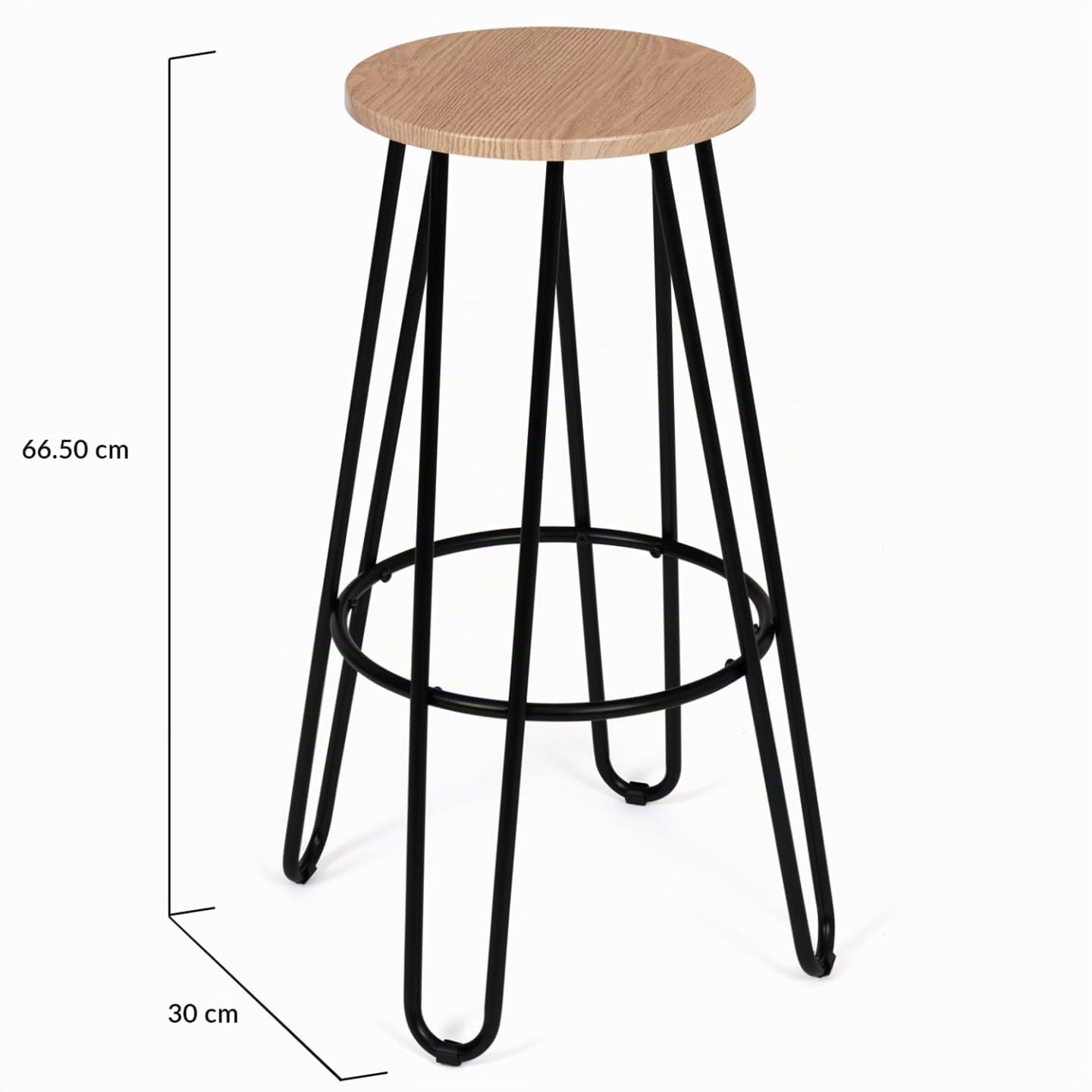 IDMarket Dublin - Juego de 2 taburetes de bar redondo con asiento de diseño industrial