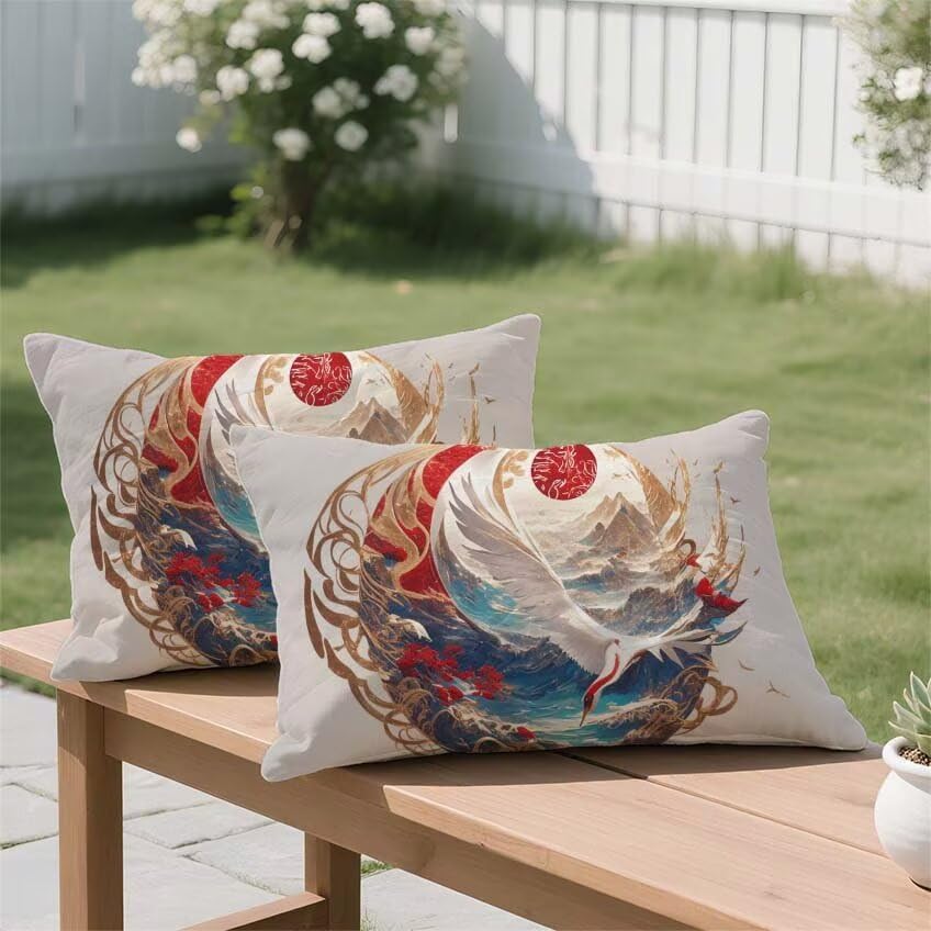 Housse coussin exterieur bleu rectangulaire lin impermeable 70x90 - 3