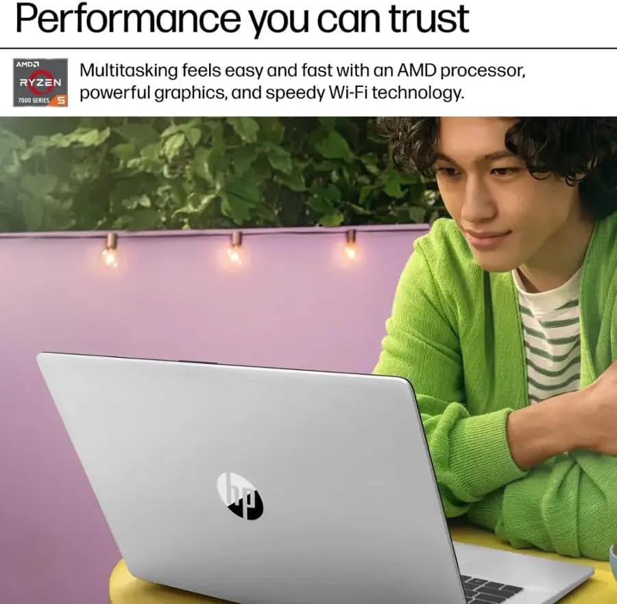 HP 17.3" FHD Laptop | AMD Ryzen 5 7520U(Up to 4.3 ghz) | 8GB LPDDR5 RAM | 512GB SSD Storage | Windows 11 Pro | Type-C/A | HDMI | Privacy Camera | Bluetooth | Wi-Fi 6 | Long Battery Life | Silver