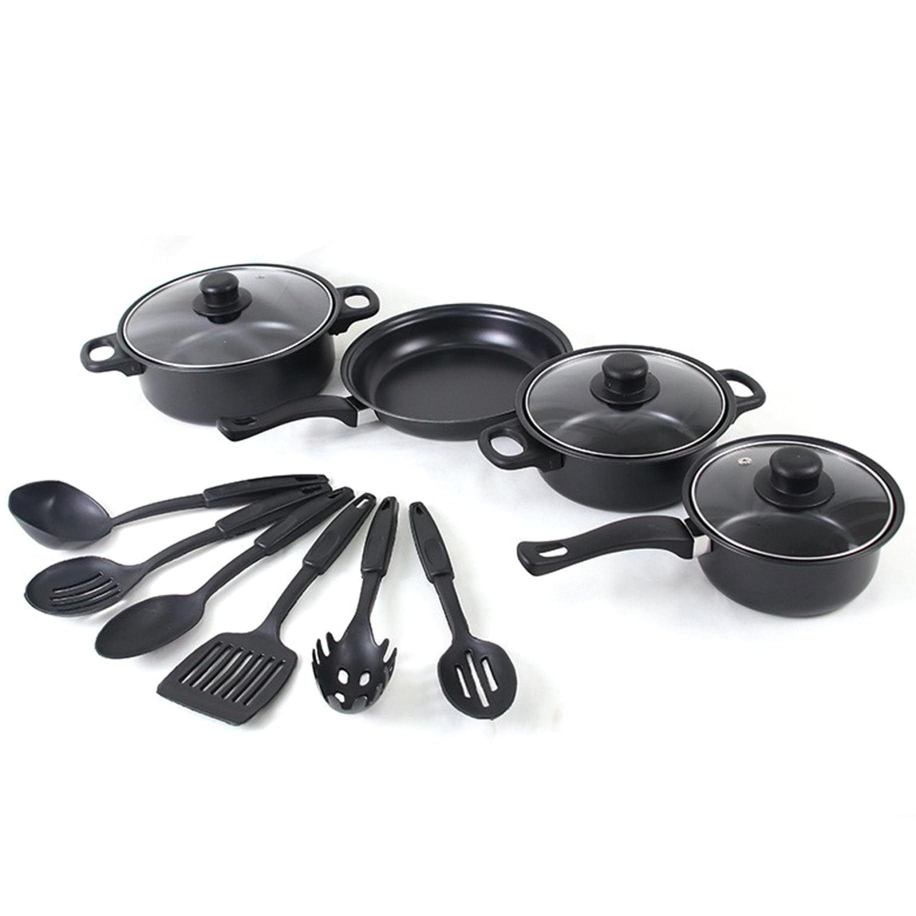 Batterie cuisine 13 pièces avec friture casserole poêle antiadhésive et couvercle