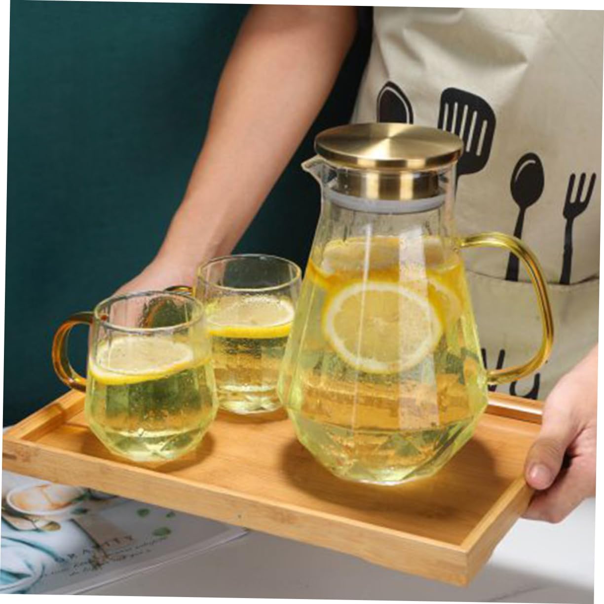 Jarra de Agua Helada 1500ml de Vidrio Borosilicato Tapa | Ligera y Portátil, Resistente al Calor, para Leche y Vino, Adecuado como Obsequio o Uso Diario en Casa