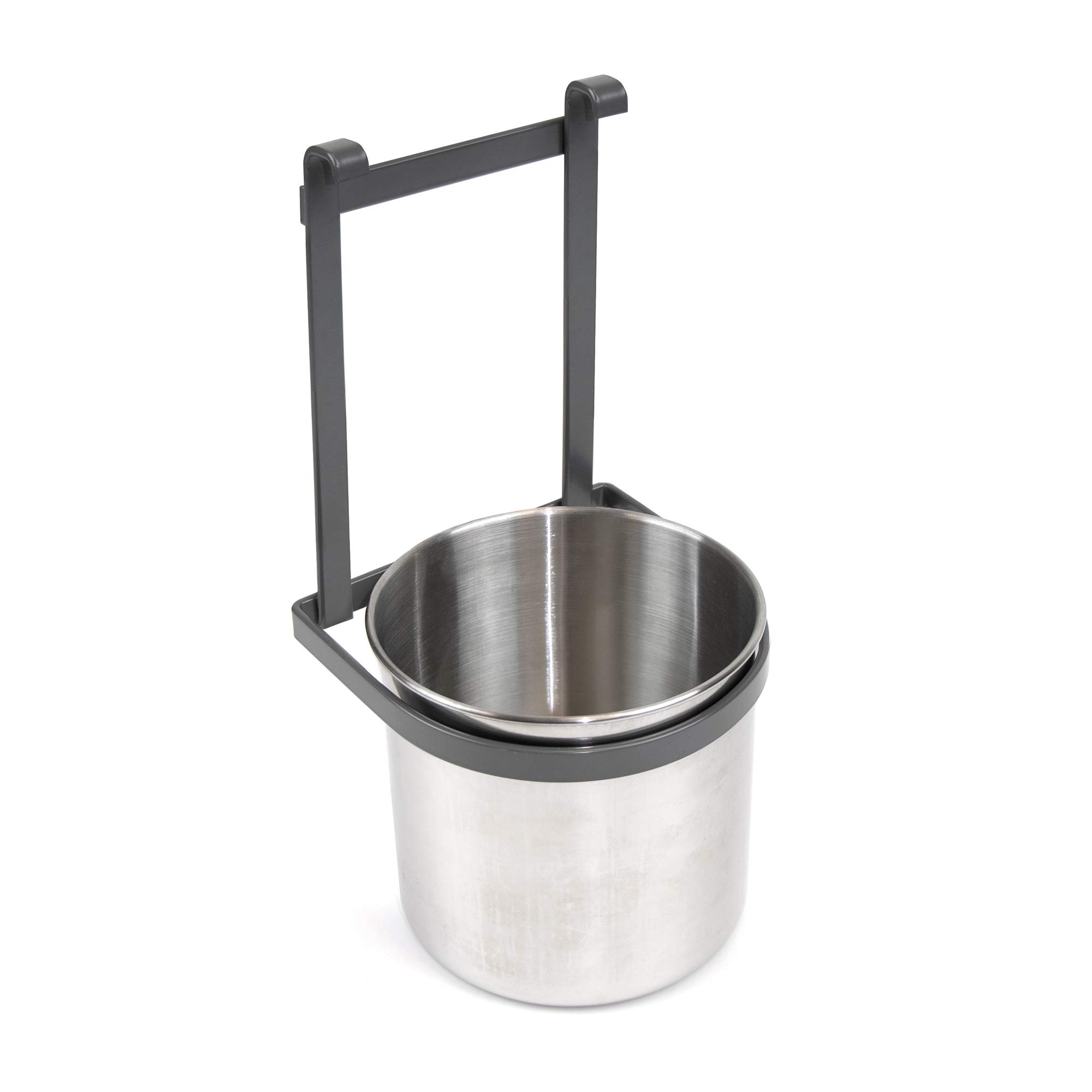 Emuca - Seau Porte-​Couverts de Cuisine, Porte-​Couverts chromé à Suspendre, Acier, Gris Anthracite.