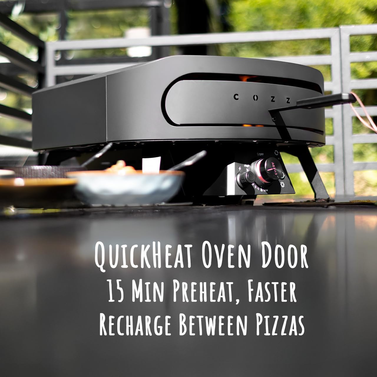 17" Gas Pizza Oven with Rotating Pizza Stone for Easy Restaurant-Style Pizza at Home – Triple Burner, Built-In Thermometer, Fast 15-Min Preheat, Portable Outdoor Pizza Oven