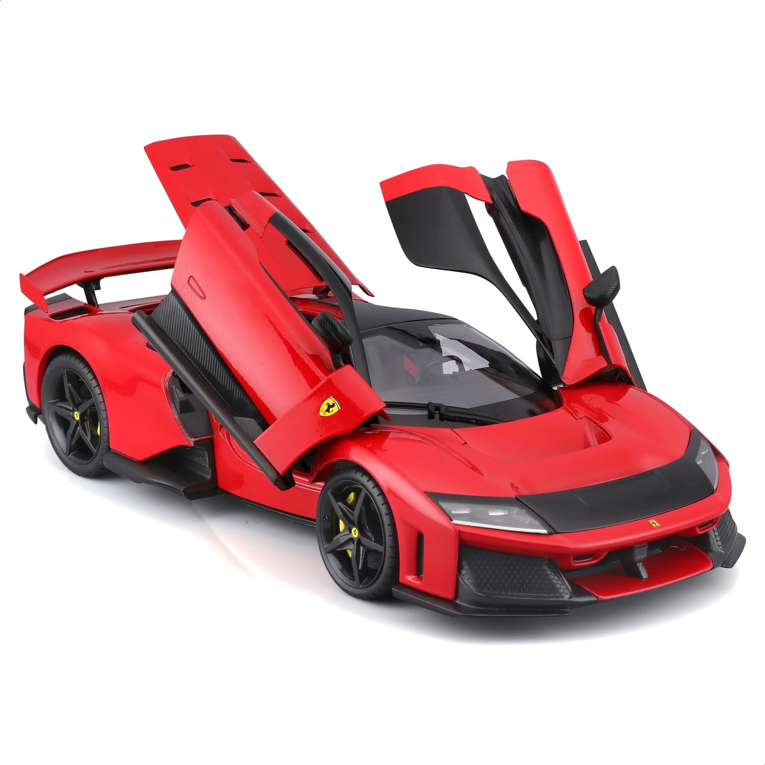 Bburago - Ferrari F80 a Escala 1:18, Coche de fundición a presión en el icónico Rojo Ferrari, réplica Detallada con Puertas y Maletero Que se abren, Licencia Oficial de Ferrari, 3+