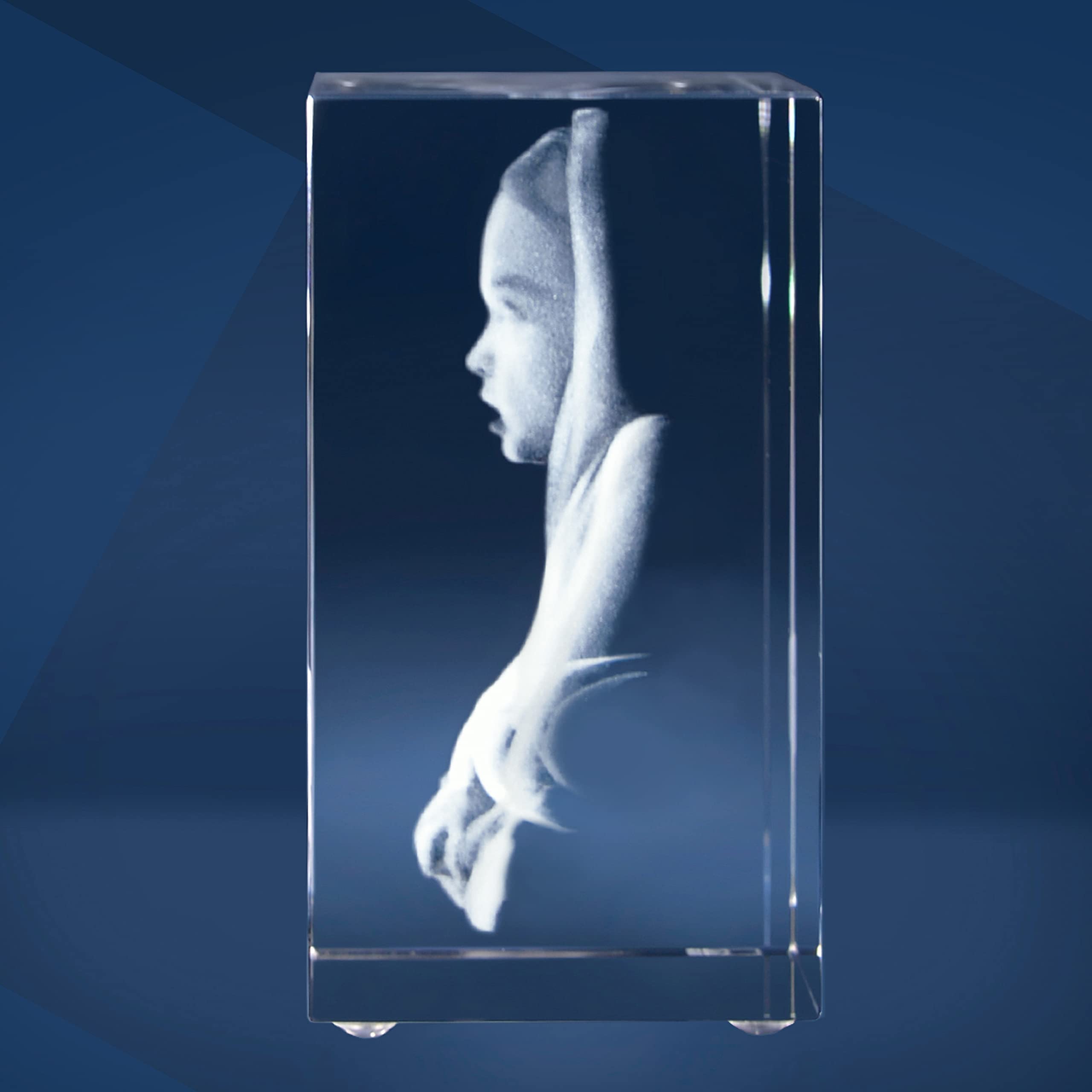 LOOXIS Personalisiertes 3D Laser-Foto vom eigenen Bild in Glas gelasert – Geschenk-Idee zu Weihnachten, Geburtstag, Hochzeitstag, Frauen und Männer – Viamant-Glas, Hologramm, Quader, M Hochformat