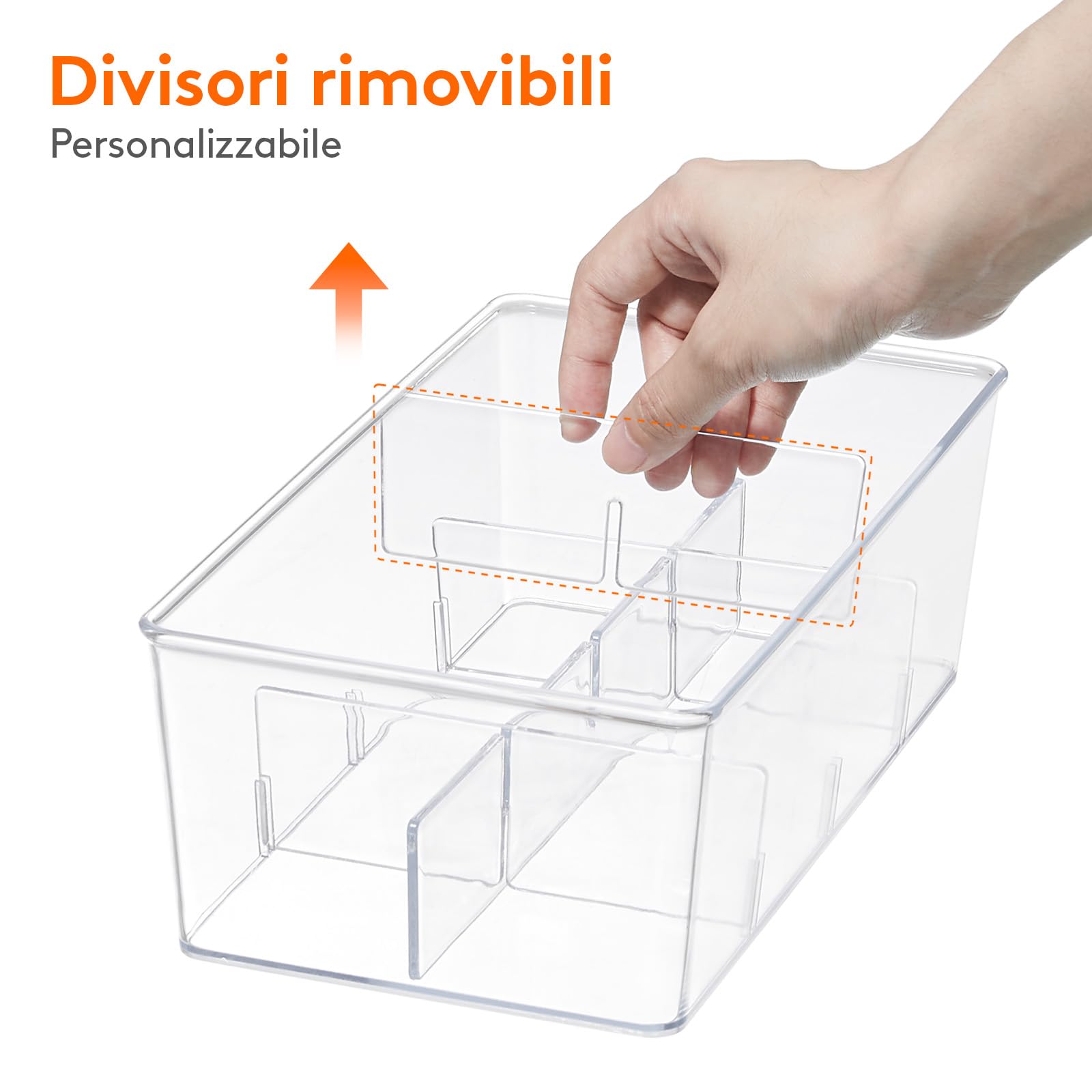 Lifewit Scatola da tè, Porta Tisane, Scatola Portaoggetti Plastica, Scatola da tè con 8 Scomparti, Porta Bustine The e Tisane, Scatola Spezie per Cucina, Cassetto, Trasparente, 2 Pezzi, 29cm(L)