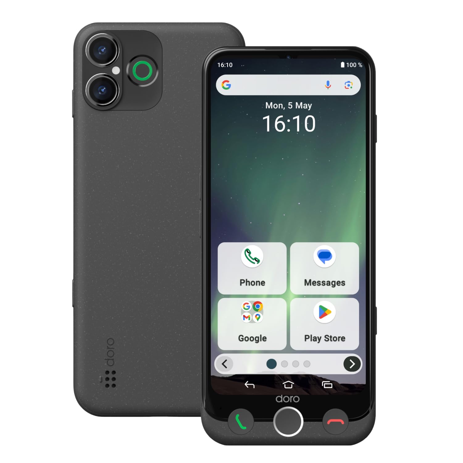 Doro Aurora A30 Smartphone Anziani con WhatsApp, Display Grande 6.1", Facile da Usare, Tasto SOS con GPS, Compatibile Apparecchi Acustici, Grafite