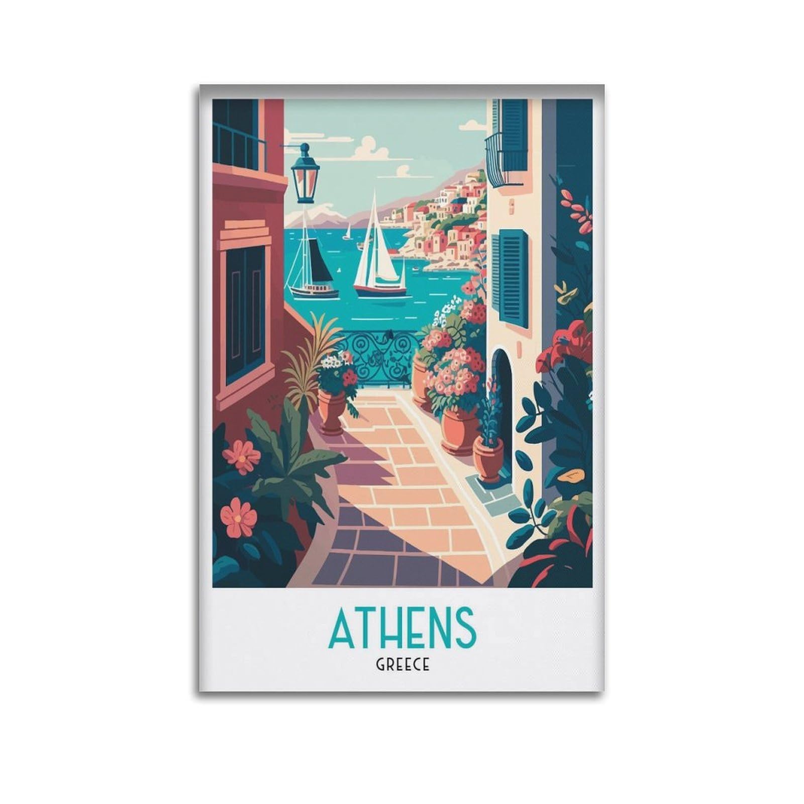 xiaoxiaoshen Athens Travel Greece Canvas Poster Wall Art Prints Room Aesthetic Murals Bedroom And Living Decorations 20x30inch(50x75cm)
