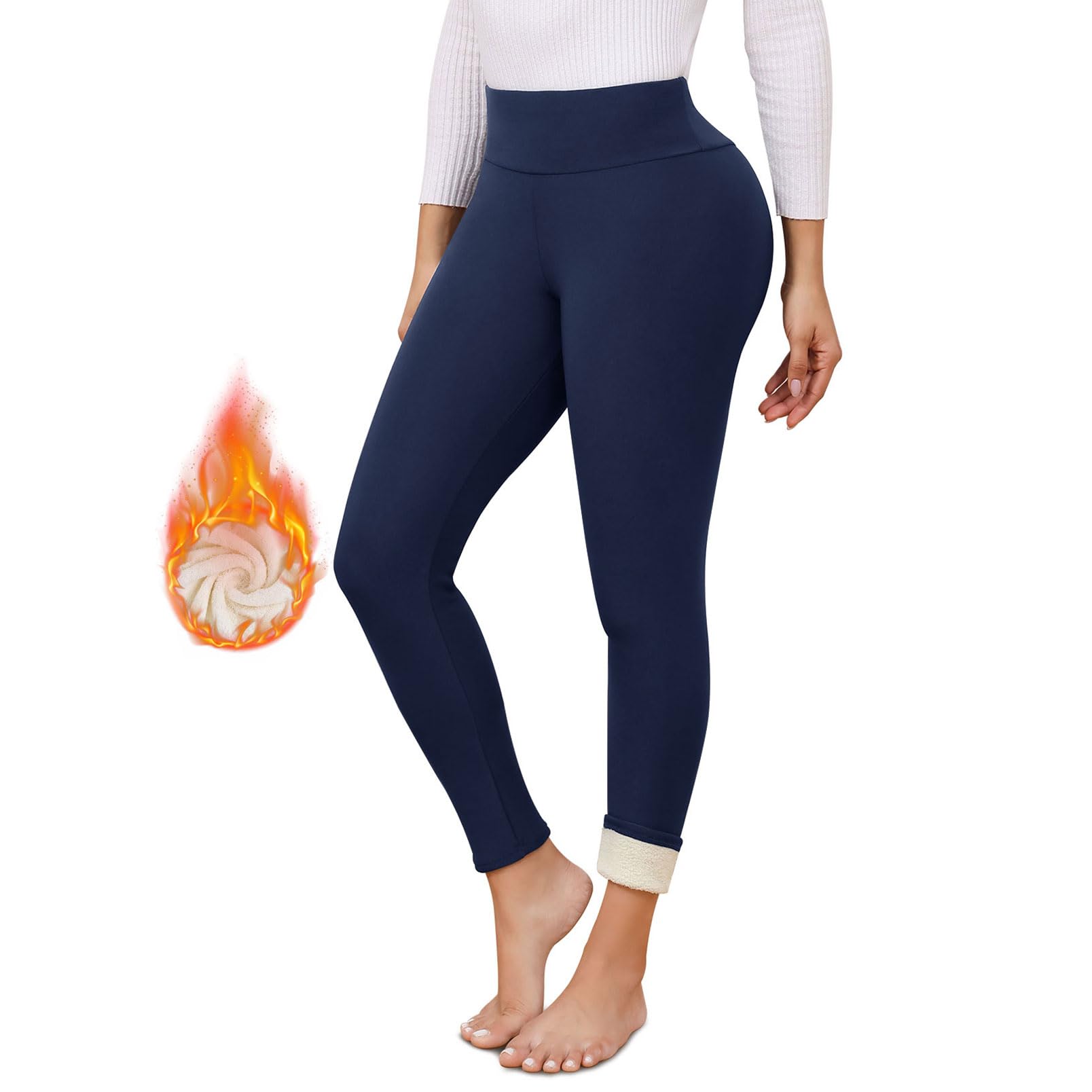 TMEOG Leggins Invernali Donna Pantaloni Termici Leggings Felpati Pantacollant Vita Alta Fuso Termico Pantaloni Elasticizzati Leggings Curvy in Pile de Yoga Corsa Pilates per Donna
