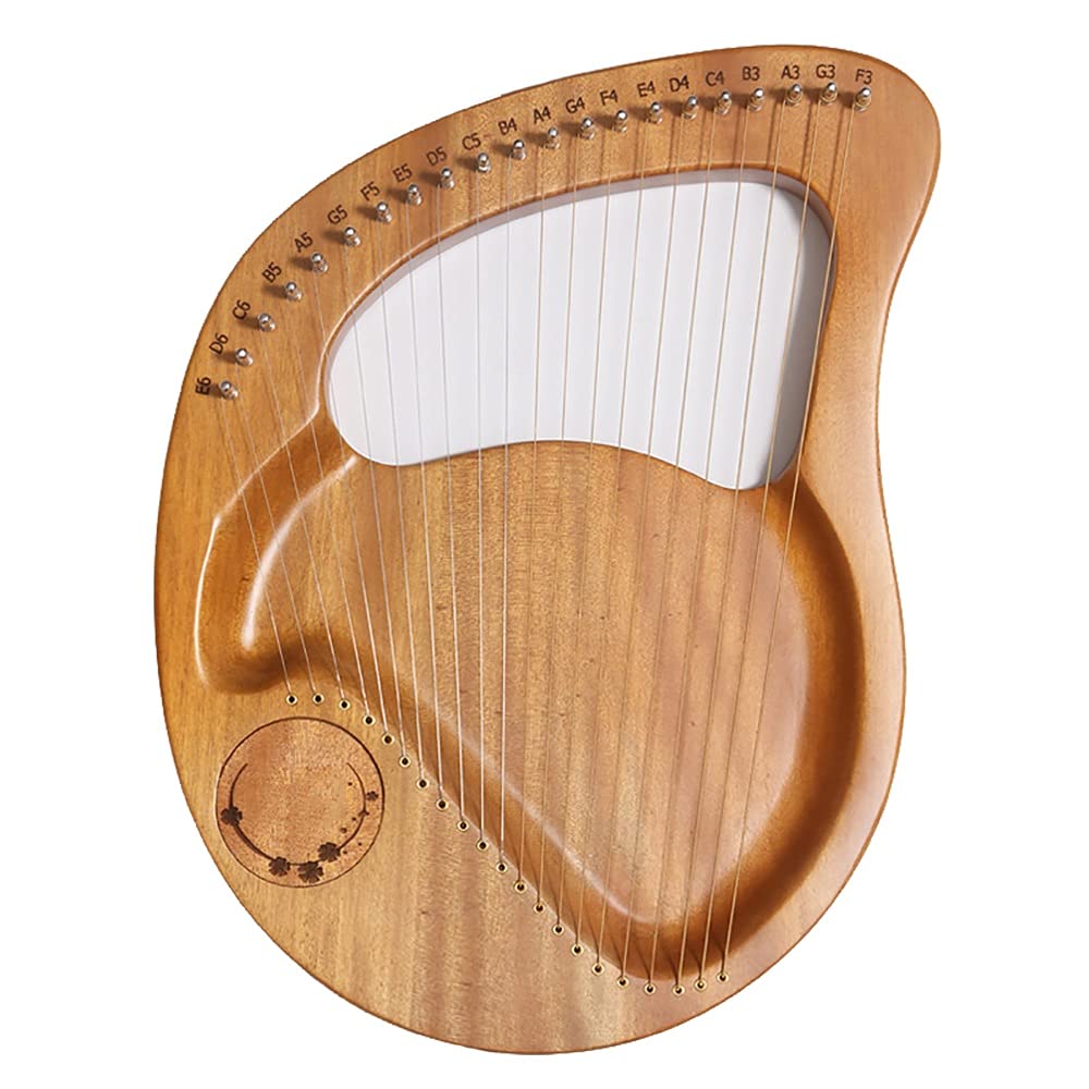 21-saitige Lyra-Harfe, Saiteninstrument aus Mahagoni-Massivholz, mit Stimmschlüssel, Ersatzsaite, englischer Bedienungsanleitung, für Erwachsene, Kinder, Anfänger und Liebhaber(Brown)