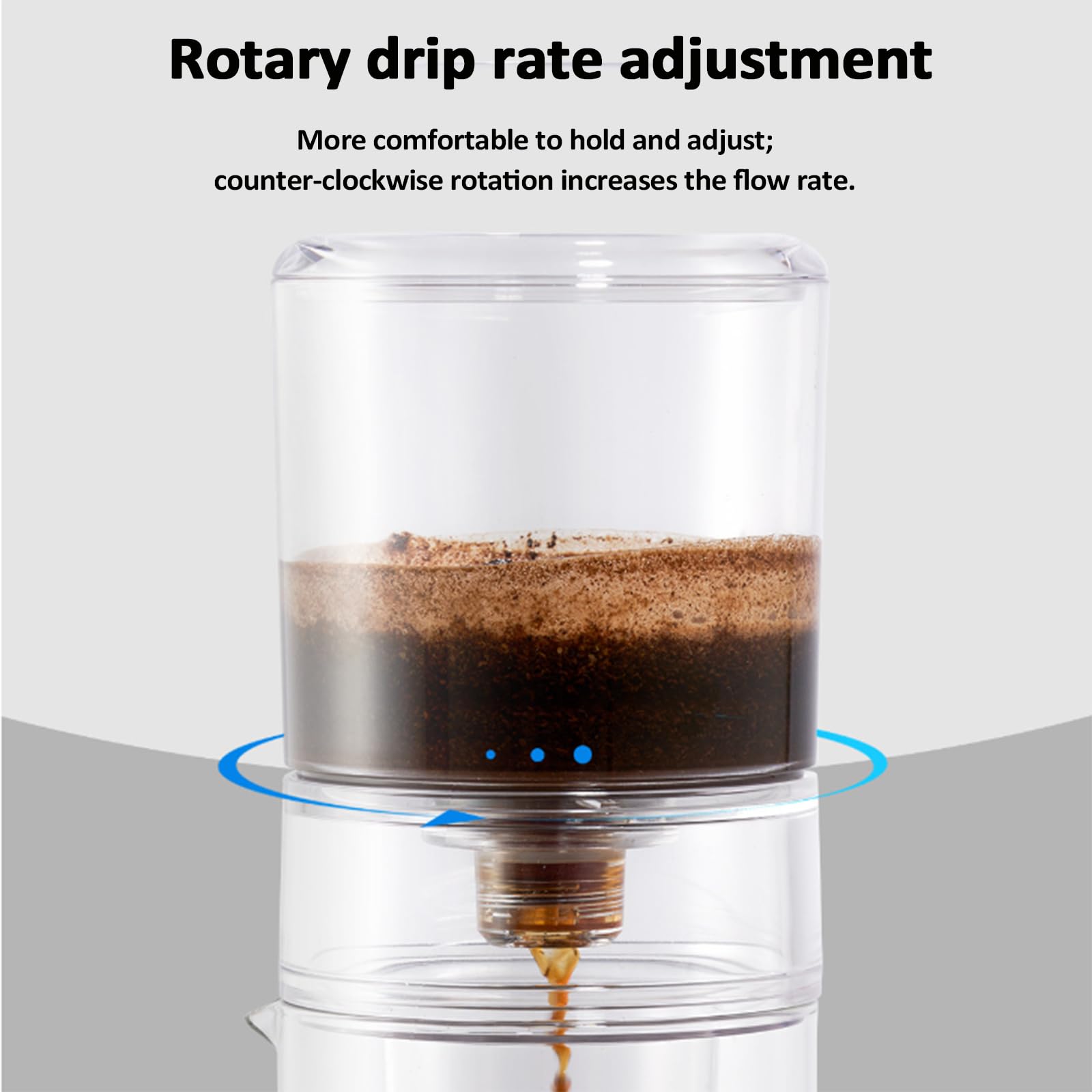 Iced Drip Kaffeemaschine, Cold Brew Rieselfiltersystem mit Edelstahlfilter und kreisförmigem Wassertrennsieb für Handtropfkaffee