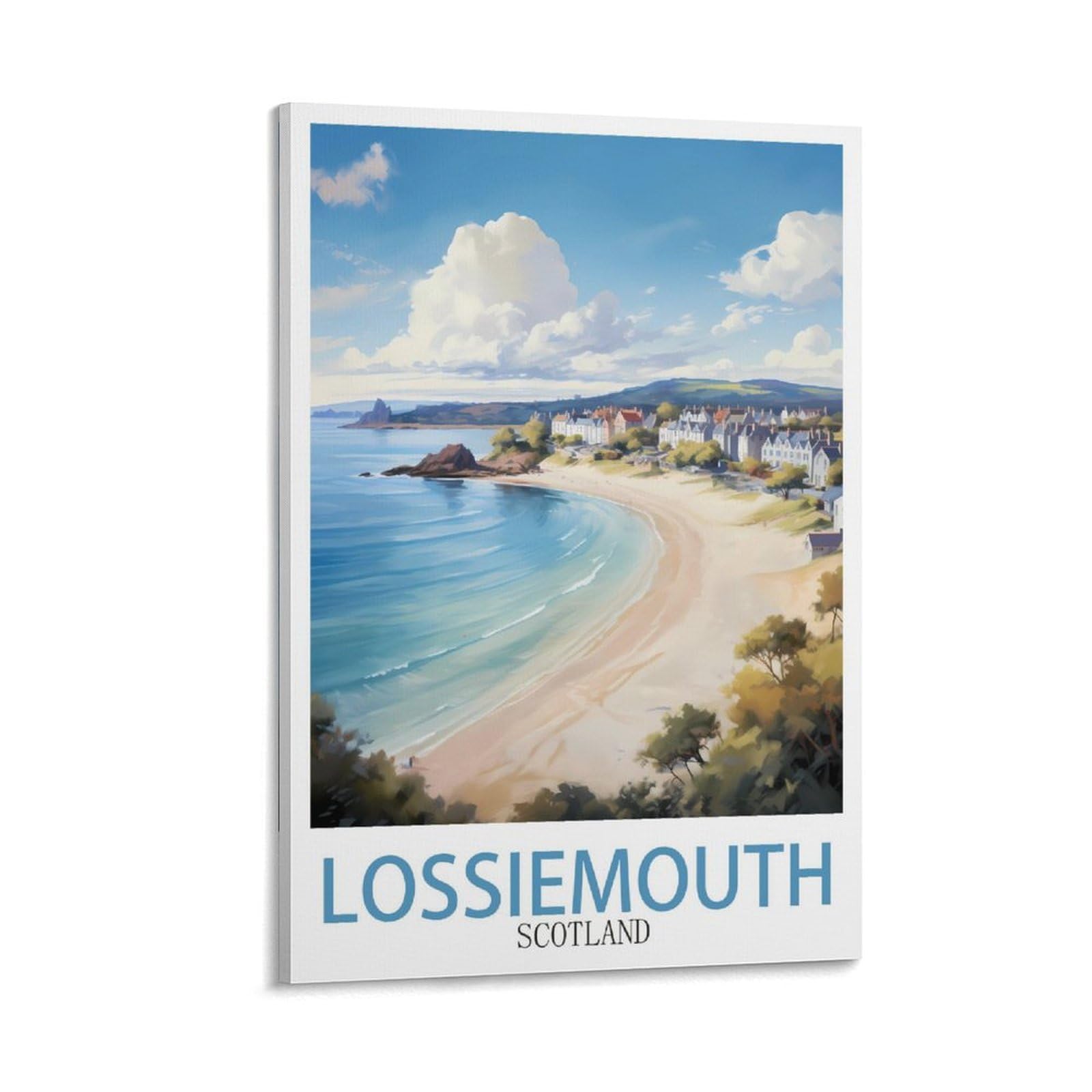 ZBBGGOZ Lossiemouth Scotland Vintage Travel Poster 16x24inch(40x60cm) Canvas Wall Posters And Art Picture Print Modern Family Bedroom Decor