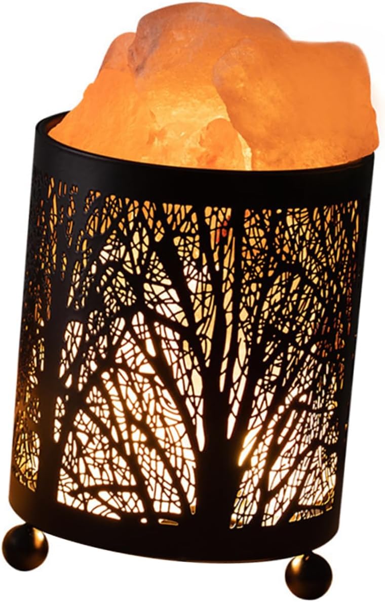 Operitacx 1Set Himalayan Salt Decorative Lamp Unique Metal Basket Nightstand Light for Bedroom Living Room Stylish Bedside Table Decor Plug Night Light for Home Ambiance