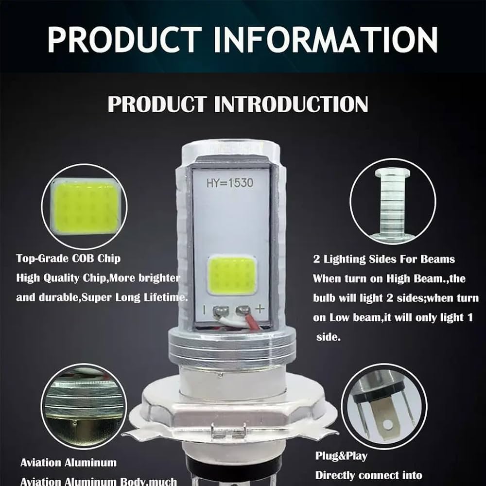 Lampadine LED Moto BA20D - Bianco Ghiaccio 6000K, Abbagliante/Anabbagliante, Per Scooter E Motocicli - Foto 7