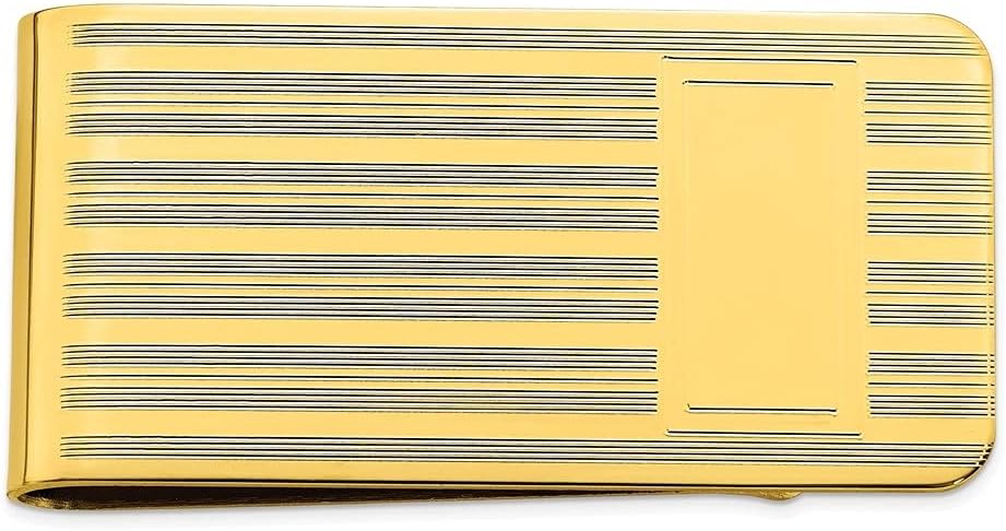 Diamond2Deal Gold-Plated Kelly Waters Money Clip Lines and Bottom Rectangle (Length: 2 mm|Width: 3mm)